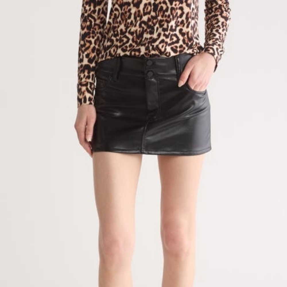 Alice + Olivia Laika Vegan Leather Low Rise Mini Skirt